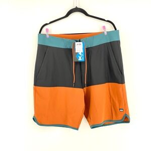 NWT KAVU Land Or Sea Clay Basin Board Shorts Mens Large Swim Trunks Colorblock